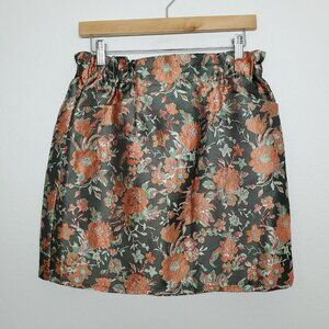 Molly Bracken Womens Mini Skirt Size M Pull On Floral Metallic